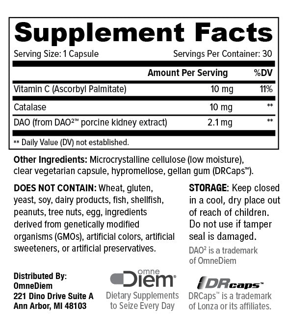 Histamine Digest 15,000 HDU Diamine Oxidase DAO Enzyme 30 Caps A