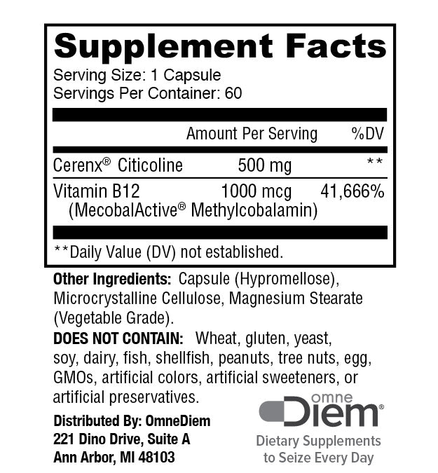 OmneDiem® Brain Support Plus Supplement Facts panel