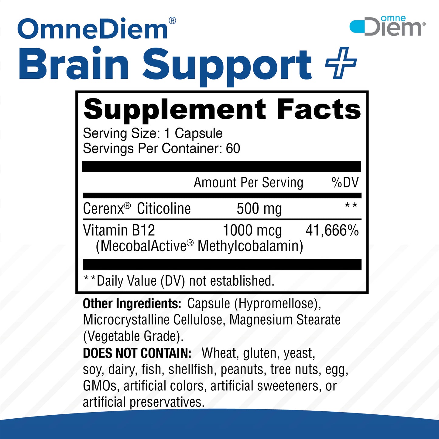 Brain Support Supplement with Cerenx and MecobalActive, 60 Capsules CSP