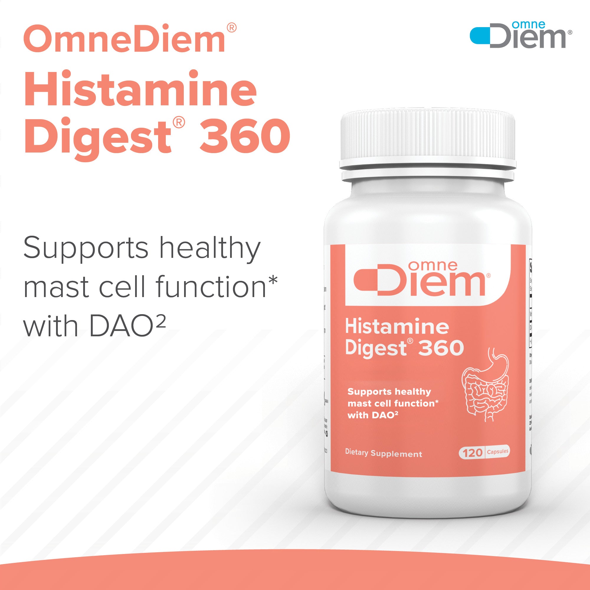 Histamine Digest 360 - Mast Cell Support - DAO Enzyme & P5P Vitamin B6 - 120 DR Capsules CSP