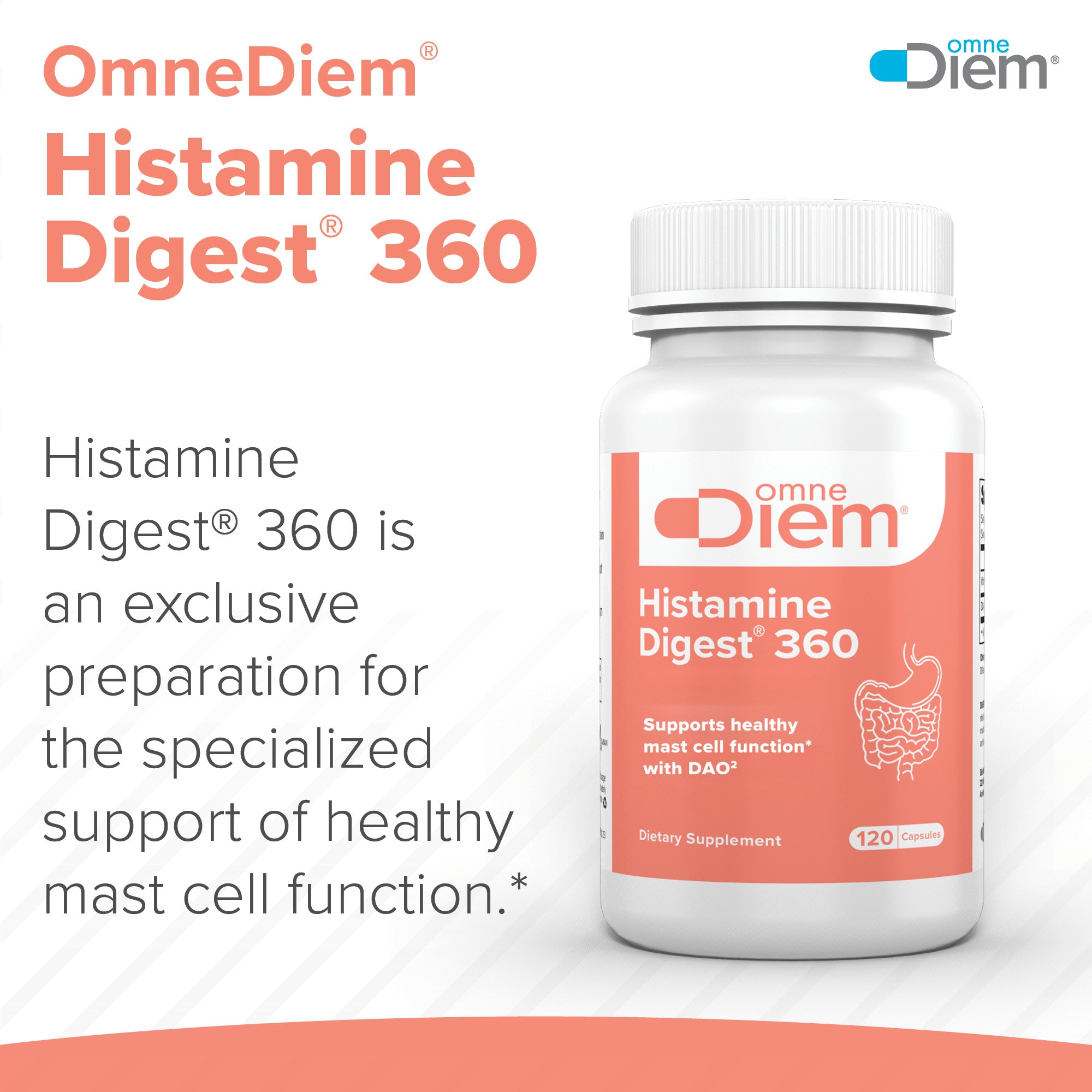 Histamine Digest 360 - Mast Cell Support - DAO Enzyme & P5P Vitamin B6 - 120 DR Capsules CSP